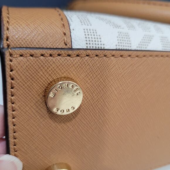 Michael Kors Dillon Monogram Small Satchel and Crossbody Bag Vanilla - Picture 12 of 15